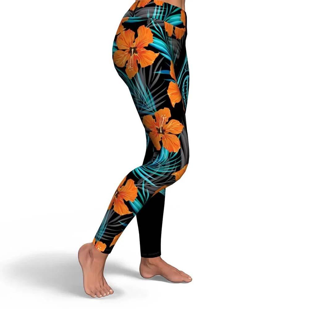 Polynesian Legging - Hawaiian Flower Pattern Legging