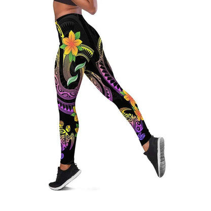 Polynesian Legging - Plumeria Flowers with Spiral Patterns