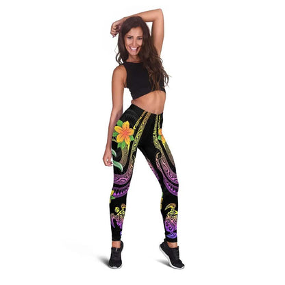 Polynesian Legging - Plumeria Flowers with Spiral Patterns
