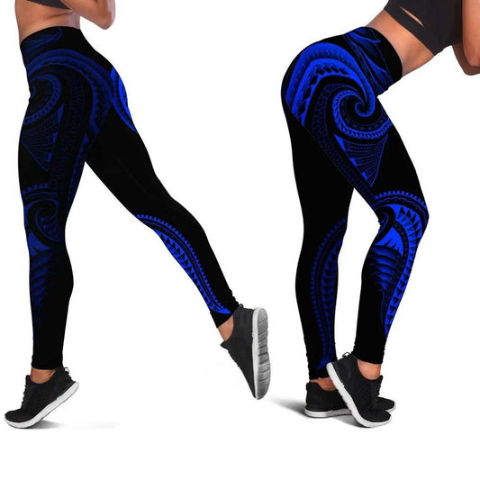 Polynesian Legging - Polynesian Tattoo Blue Version