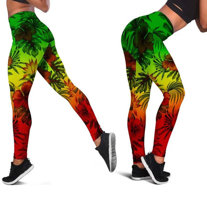 Polynesian Legging - Reggae Hibiscus Patterns