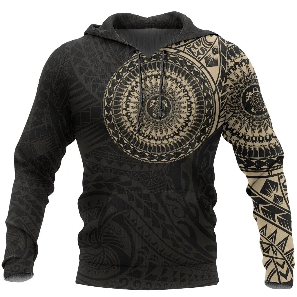 Polynesian Hoodie - Polynesian Little Turtle Tattoo Style