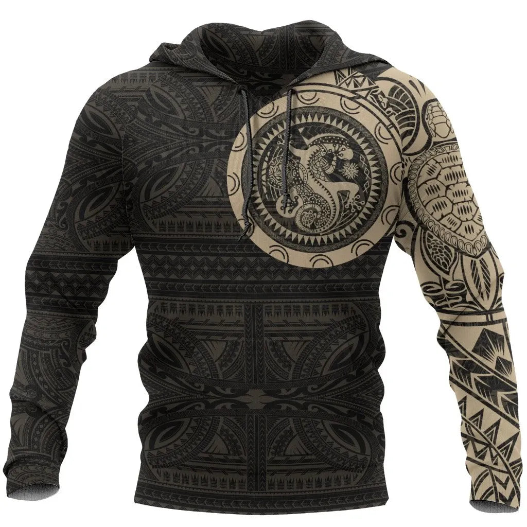 Polynesian Hoodie - Polynesian Tribal Lizard Tattoo Style