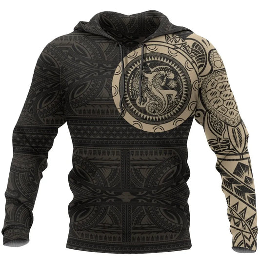 Polynesian Hoodie - Polynesian Tribal Lizard Tattoo Style