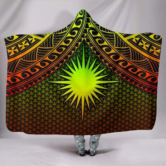 Polynesian Marshall Islands Hooded Blanket - Reggae Vintage Polynesian Patterns