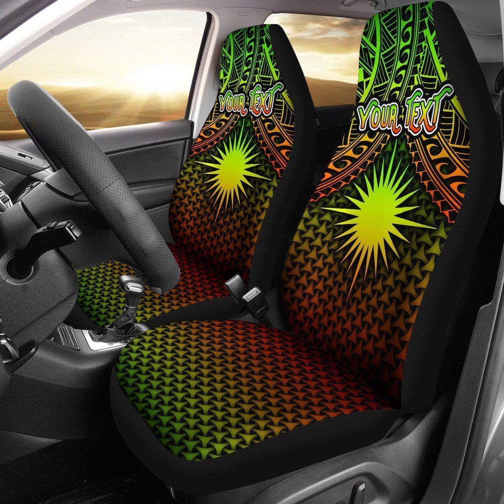 Polynesian Marshall Islands Personalised Car Seat Covers - Reggae Vintage Polynesian Patterns