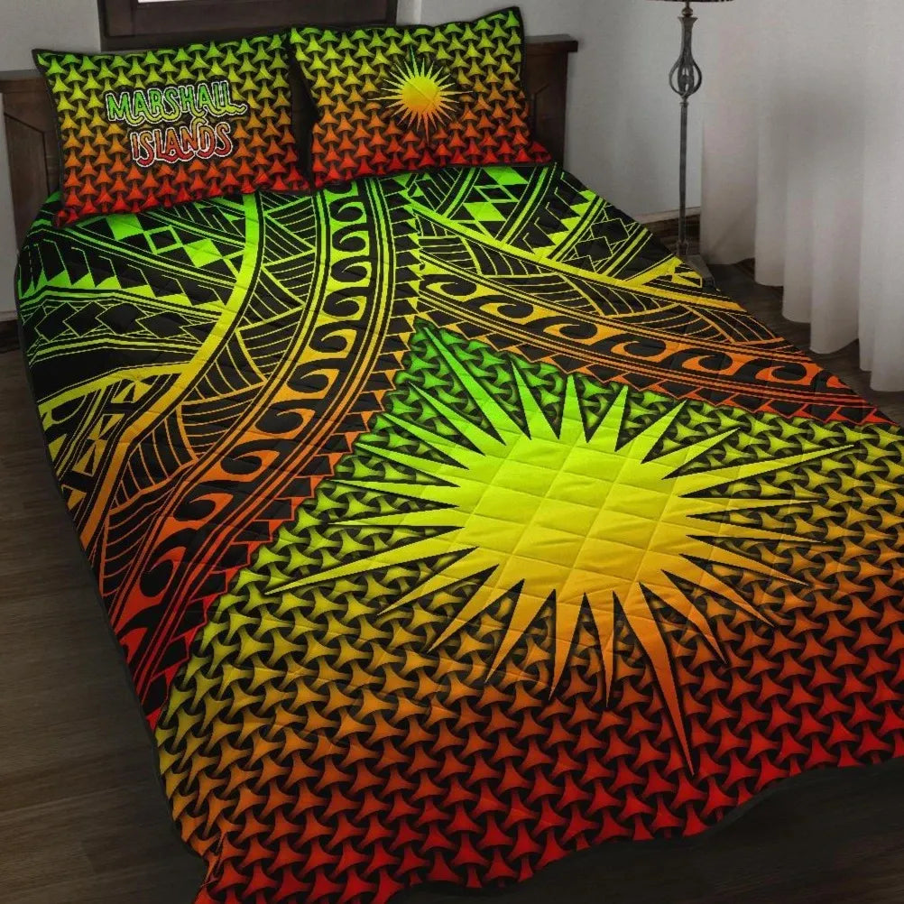 Polynesian Marshall Islands Quilt Bed Set - Reggae Vintage Polynesian Patterns