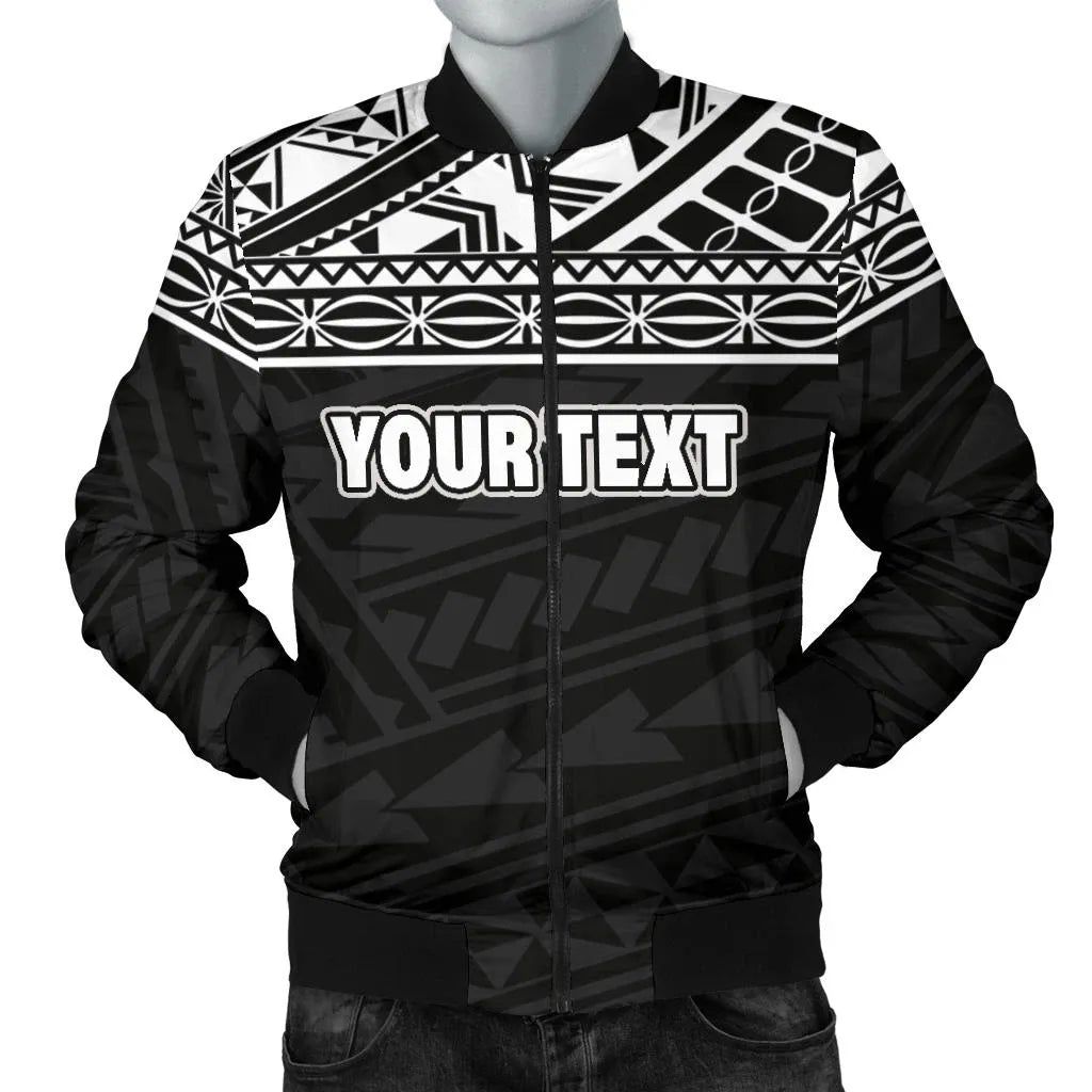 Polynesian Custom Personalised Bomber Jacket - Black Style