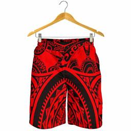 Polynesian Men Shorts, Maui Tattoo Polynesian Patterns (Red)