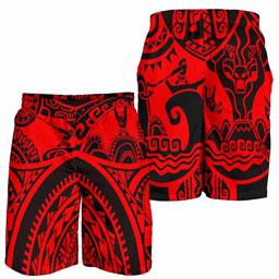 Polynesian Men Shorts, Maui Tattoo Polynesian Patterns (Red)