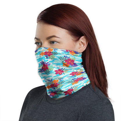 Polynesian Neck Gaiter - Camo Poly Patterns Hibiscus 02