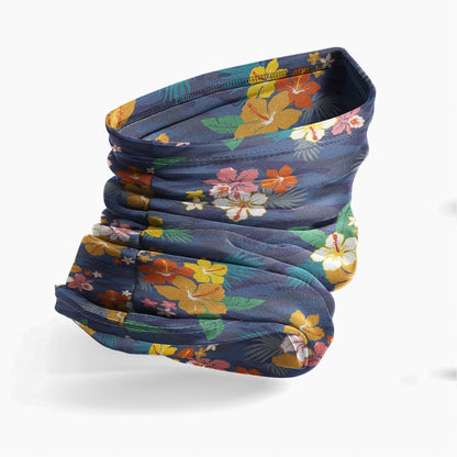 Polynesian Neck Gaiter - Camo Poly Patterns Hibiscus 03