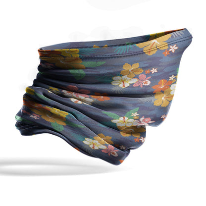 Polynesian Neck Gaiter - Camo Poly Patterns Hibiscus 03