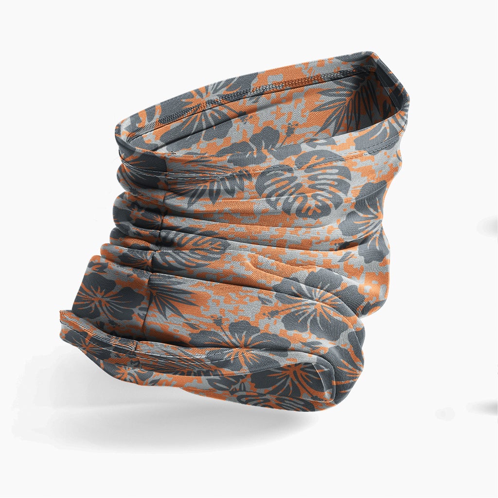 Polynesian Neck Gaiter - Camo Poly Patterns Hibiscus 05