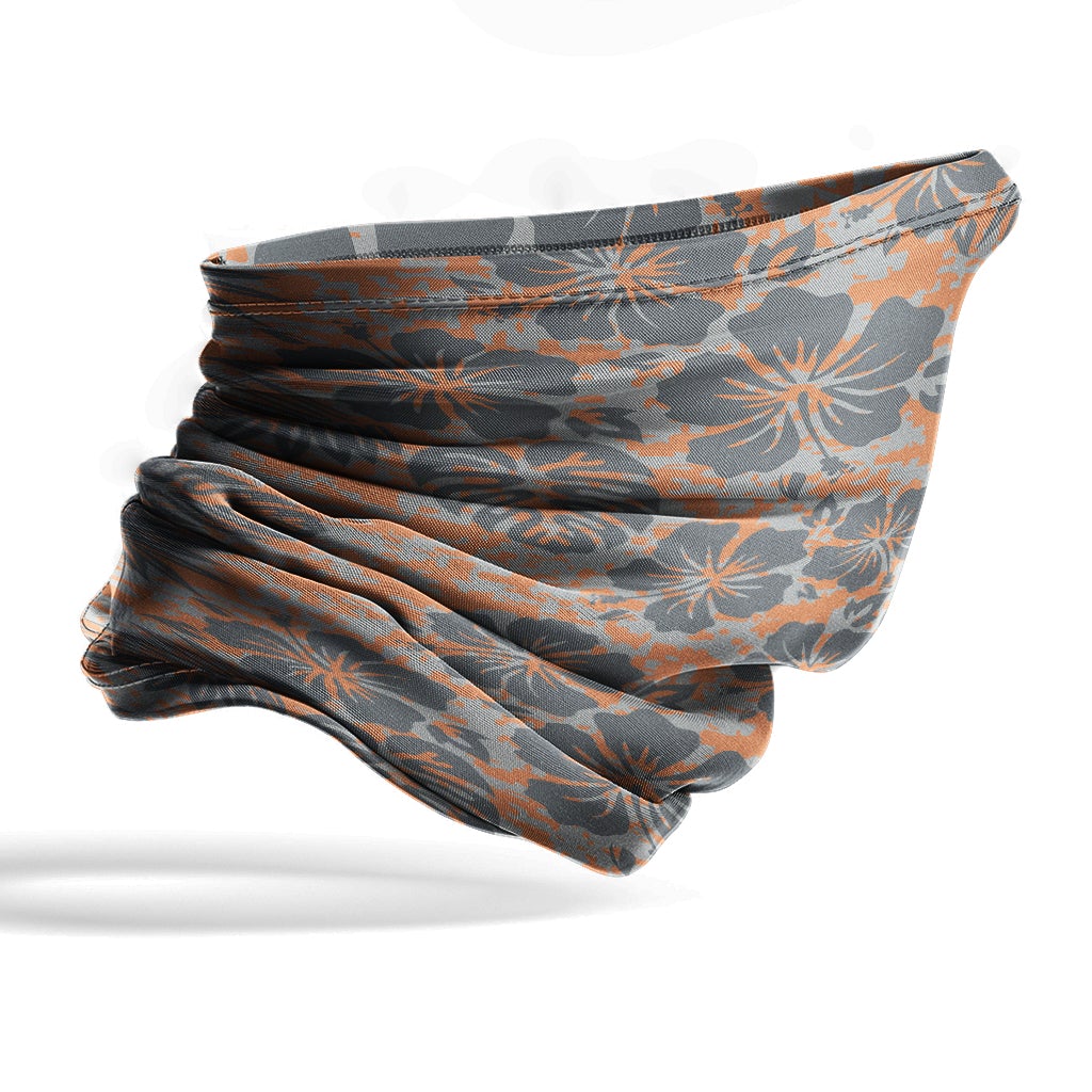 Polynesian Neck Gaiter - Camo Poly Patterns Hibiscus 05
