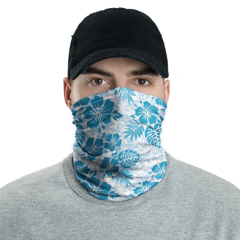 Polynesian Neck Gaiter - Camo Poly Patterns Hibiscus 06