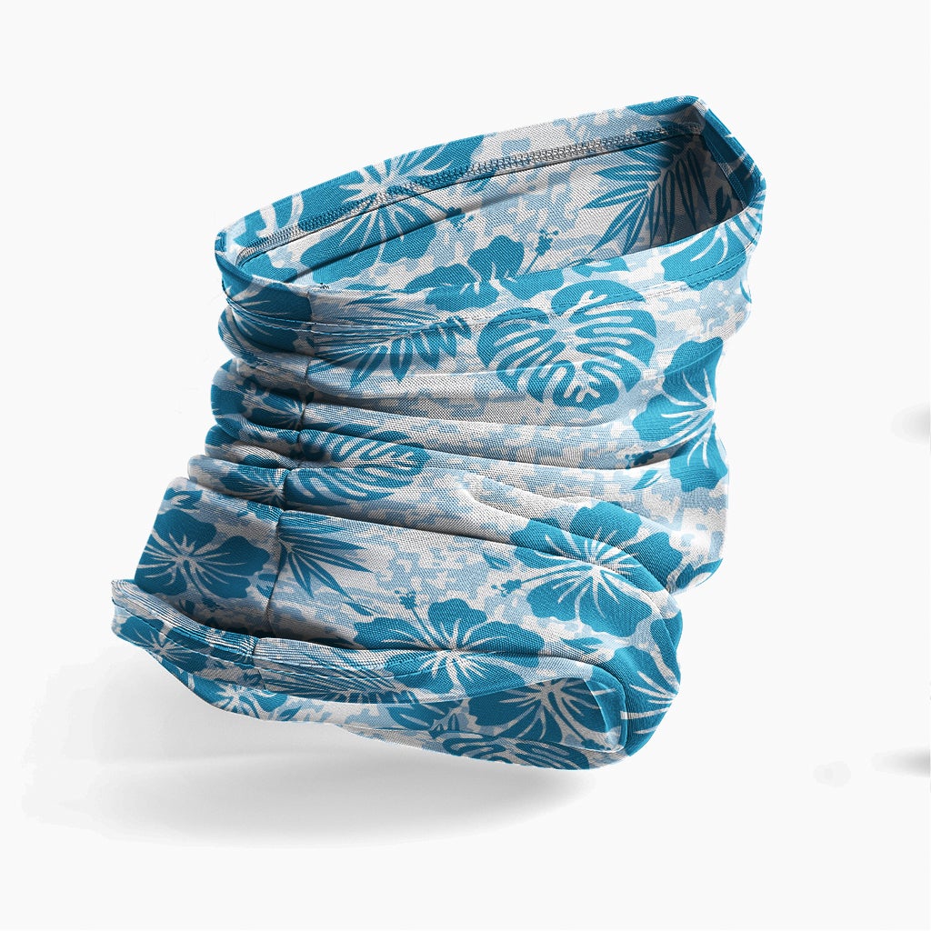 Polynesian Neck Gaiter - Camo Poly Patterns Hibiscus 06