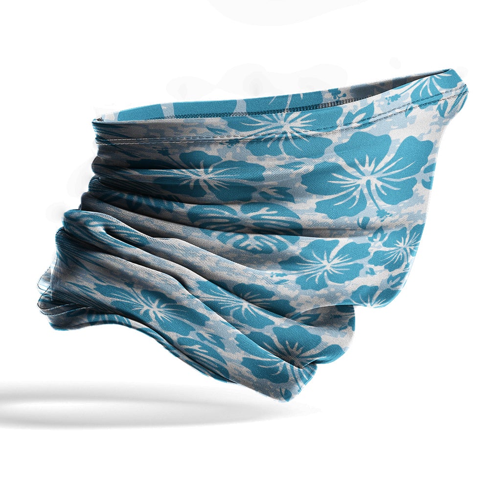 Polynesian Neck Gaiter - Camo Poly Patterns Hibiscus 06