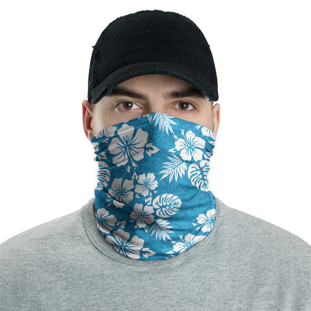 Polynesian Neck Gaiter - Camo Poly Patterns Hibiscus 07