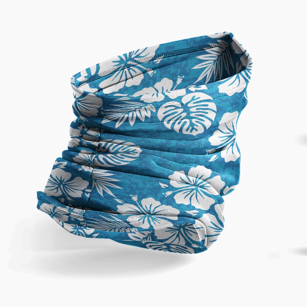 Polynesian Neck Gaiter - Camo Poly Patterns Hibiscus 07