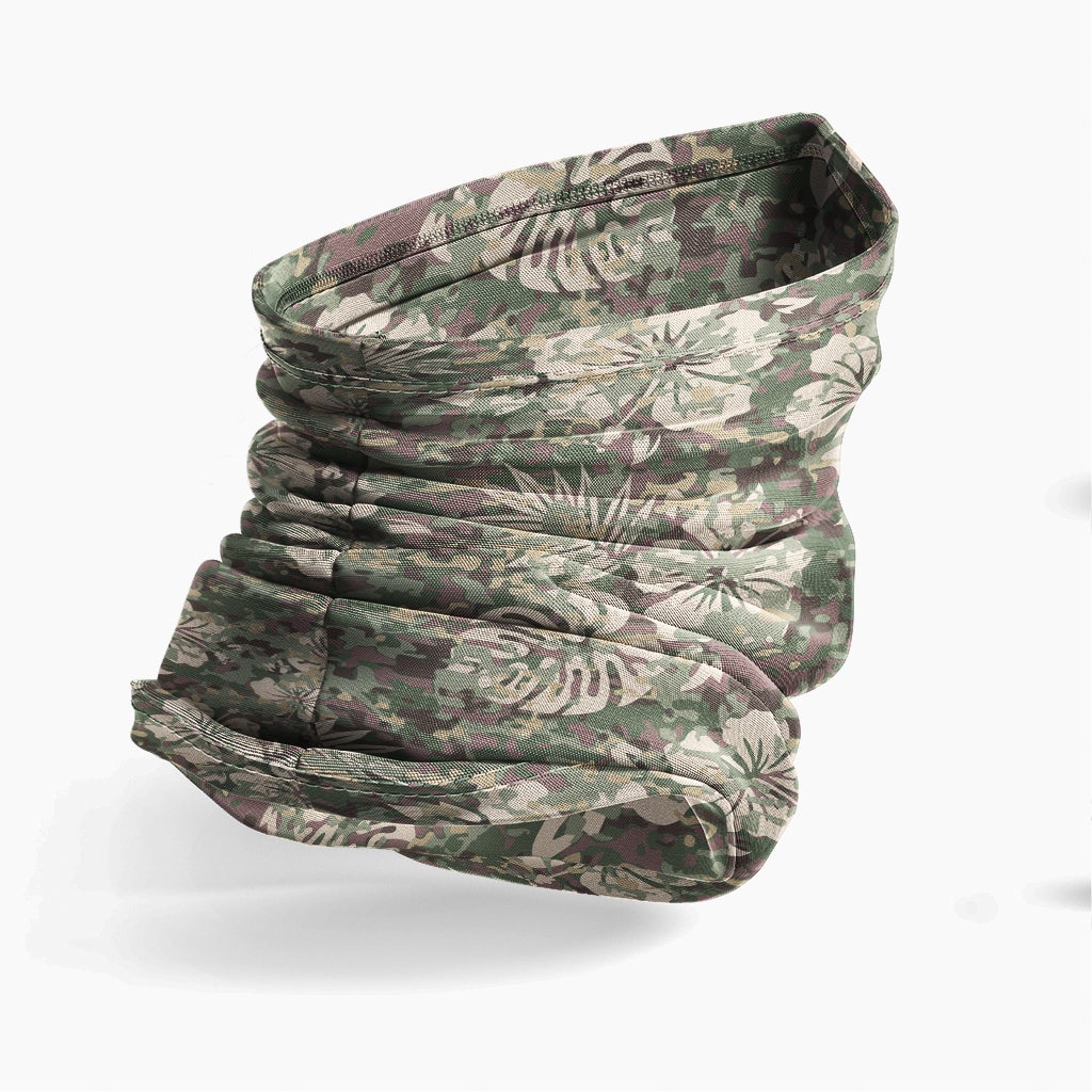 Polynesian Neck Gaiter - Camo Poly Patterns Hibiscus 08