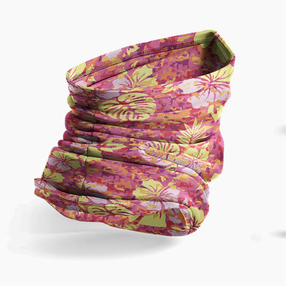 Polynesian Neck Gaiter - Camo Poly Patterns Hibiscus 10