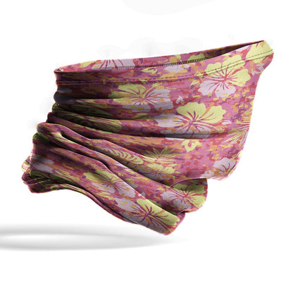 Polynesian Neck Gaiter - Camo Poly Patterns Hibiscus 10
