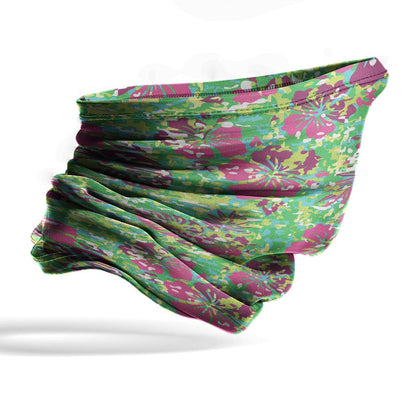 Polynesian Neck Gaiter - Camo Poly Patterns Hibiscus 12