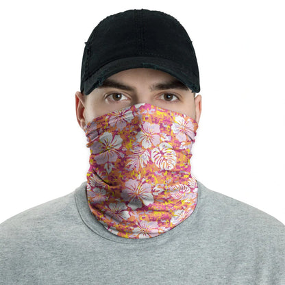Polynesian Neck Gaiter - Camo Poly Patterns Hibiscus 13