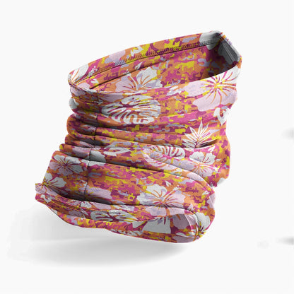 Polynesian Neck Gaiter - Camo Poly Patterns Hibiscus 13