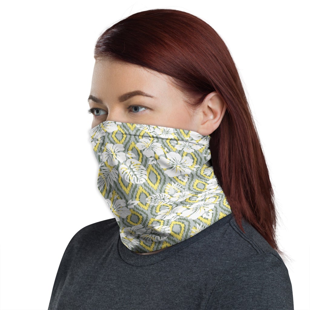 Polynesian Neck Gaiter - Camo Poly Patterns Hibiscus 14