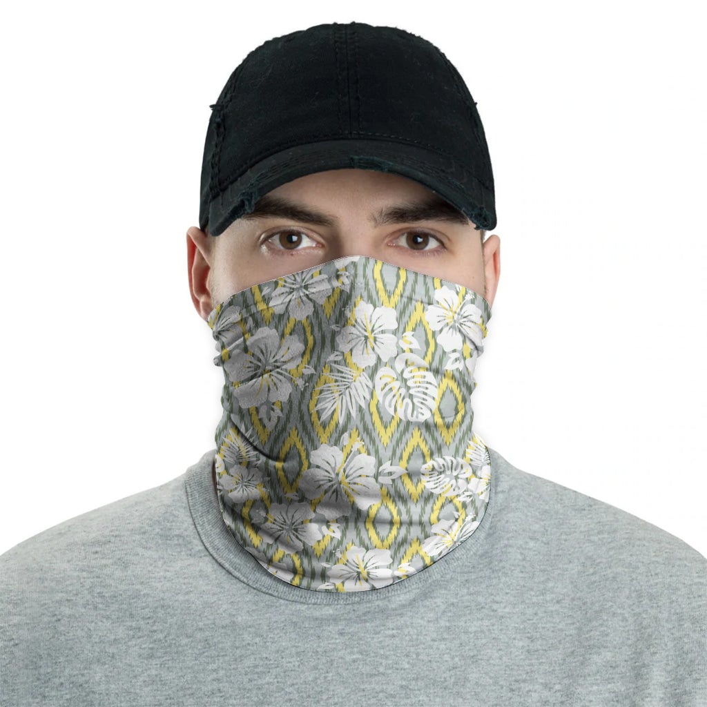Polynesian Neck Gaiter - Camo Poly Patterns Hibiscus 14