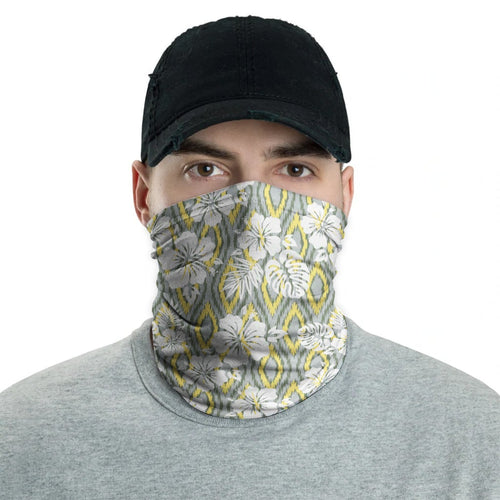 Polynesian Neck Gaiter - Camo Poly Patterns Hibiscus 14