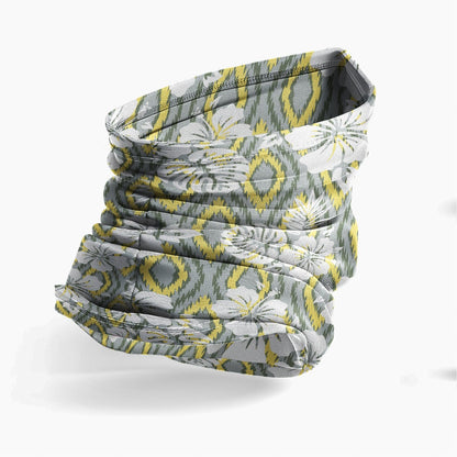 Polynesian Neck Gaiter - Camo Poly Patterns Hibiscus 14