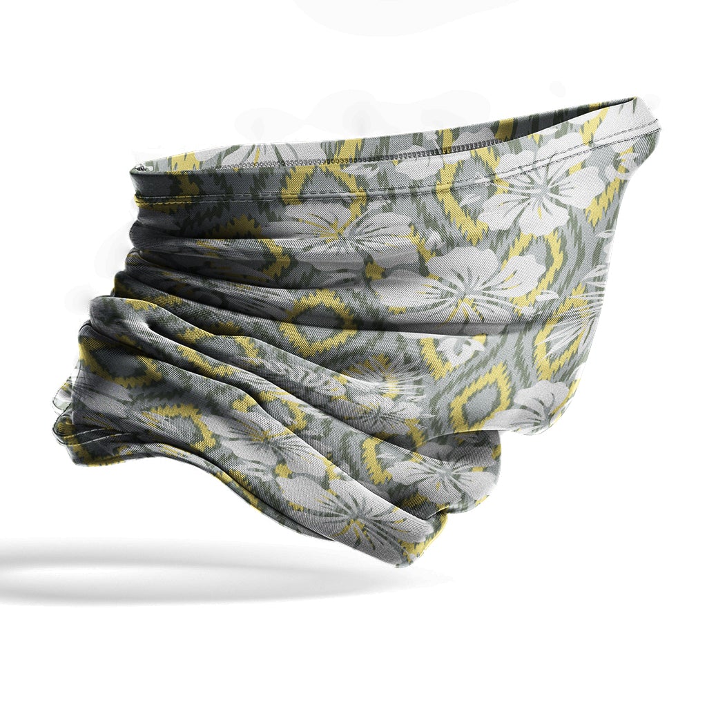 Polynesian Neck Gaiter - Camo Poly Patterns Hibiscus 14