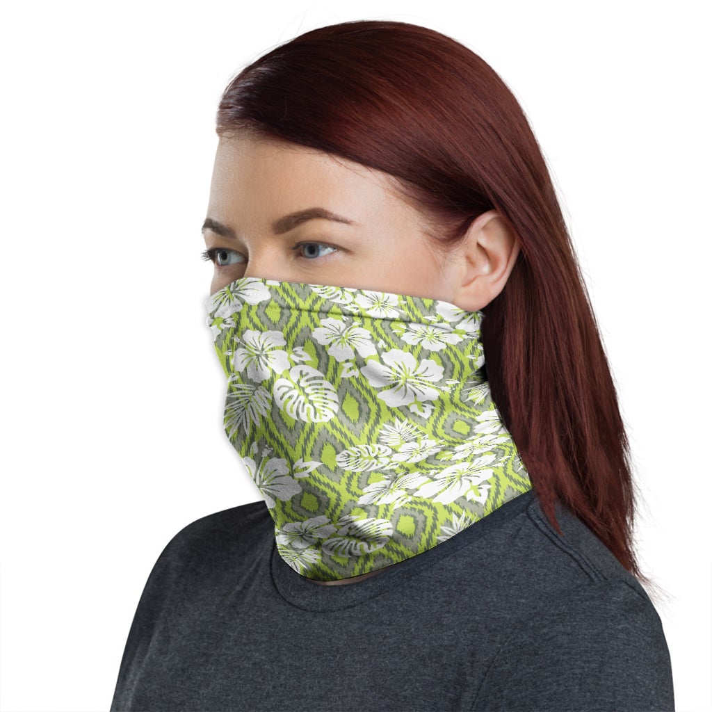 Polynesian Neck Gaiter - Camo Poly Patterns Hibiscus 15