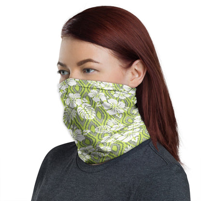 Polynesian Neck Gaiter - Camo Poly Patterns Hibiscus 15