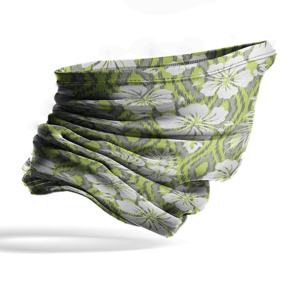 Polynesian Neck Gaiter - Camo Poly Patterns Hibiscus 15