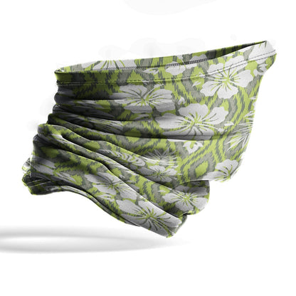 Polynesian Neck Gaiter - Camo Poly Patterns Hibiscus 15