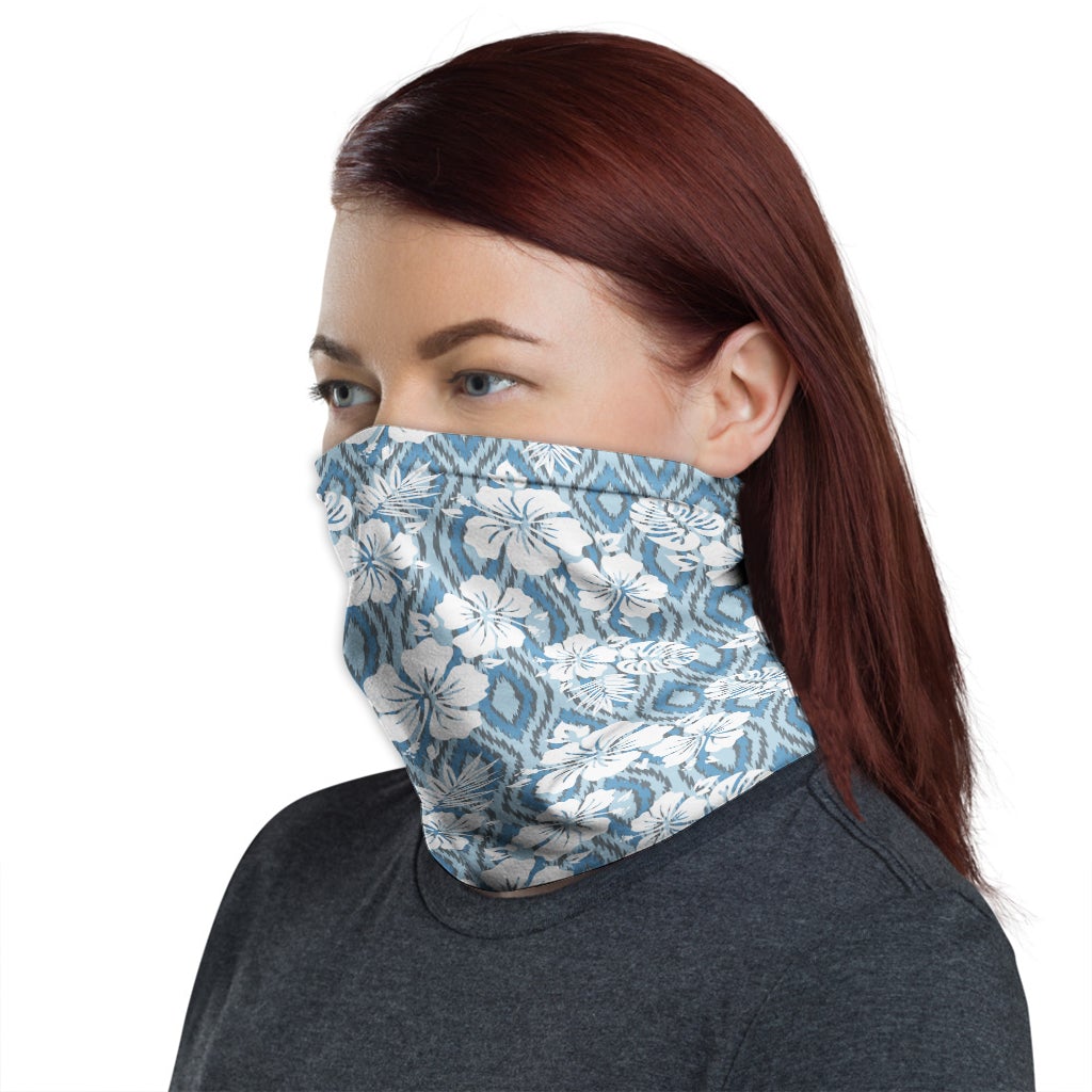 Polynesian Neck Gaiter - Camo Poly Patterns Hibiscus 16