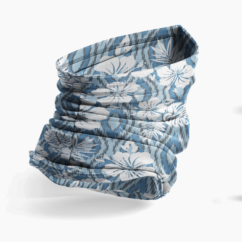 Polynesian Neck Gaiter - Camo Poly Patterns Hibiscus 16