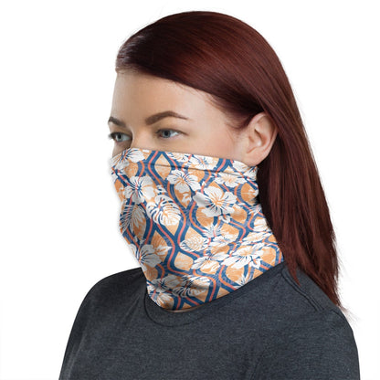 Polynesian Neck Gaiter - Camo Poly Patterns Hibiscus 17