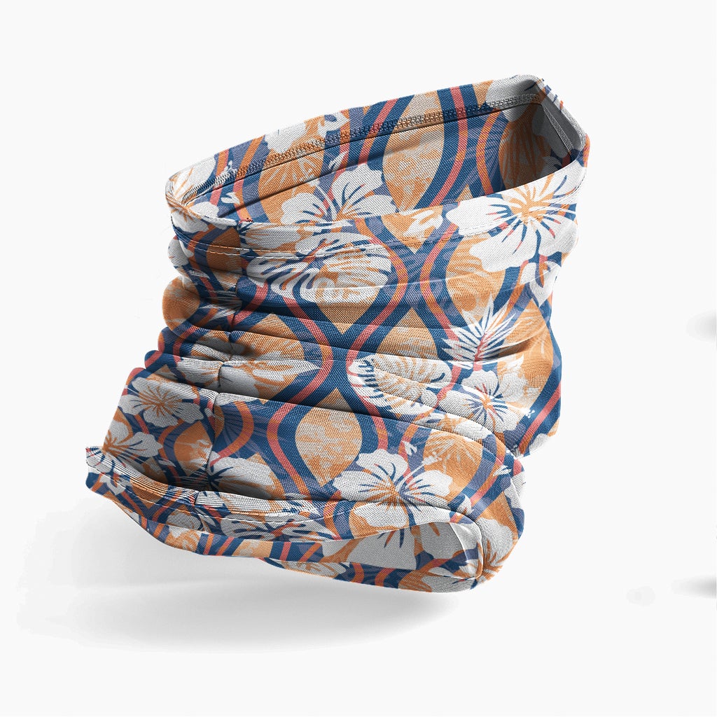 Polynesian Neck Gaiter - Camo Poly Patterns Hibiscus 17
