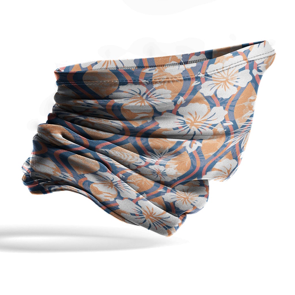 Polynesian Neck Gaiter - Camo Poly Patterns Hibiscus 17