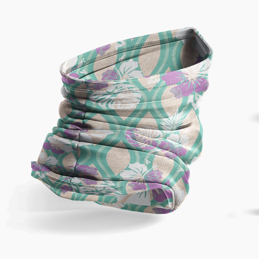 Polynesian Neck Gaiter - Camo Poly Patterns Hibiscus 18