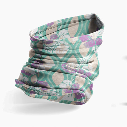 Polynesian Neck Gaiter - Camo Poly Patterns Hibiscus 18