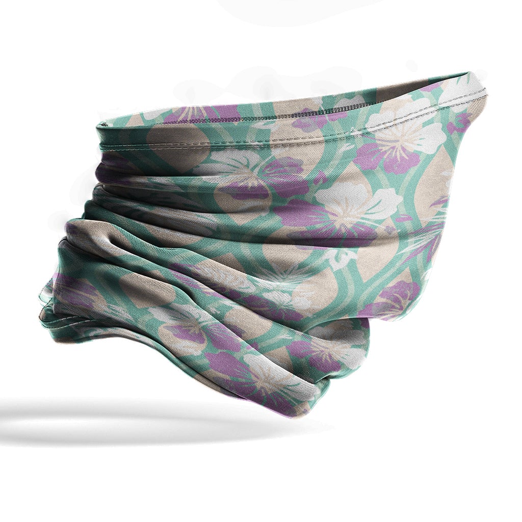 Polynesian Neck Gaiter - Camo Poly Patterns Hibiscus 18