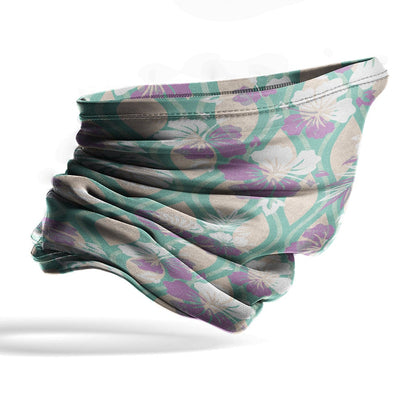 Polynesian Neck Gaiter - Camo Poly Patterns Hibiscus 18