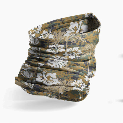 Polynesian Neck Gaiter - Camo Poly Patterns Hibiscus 19