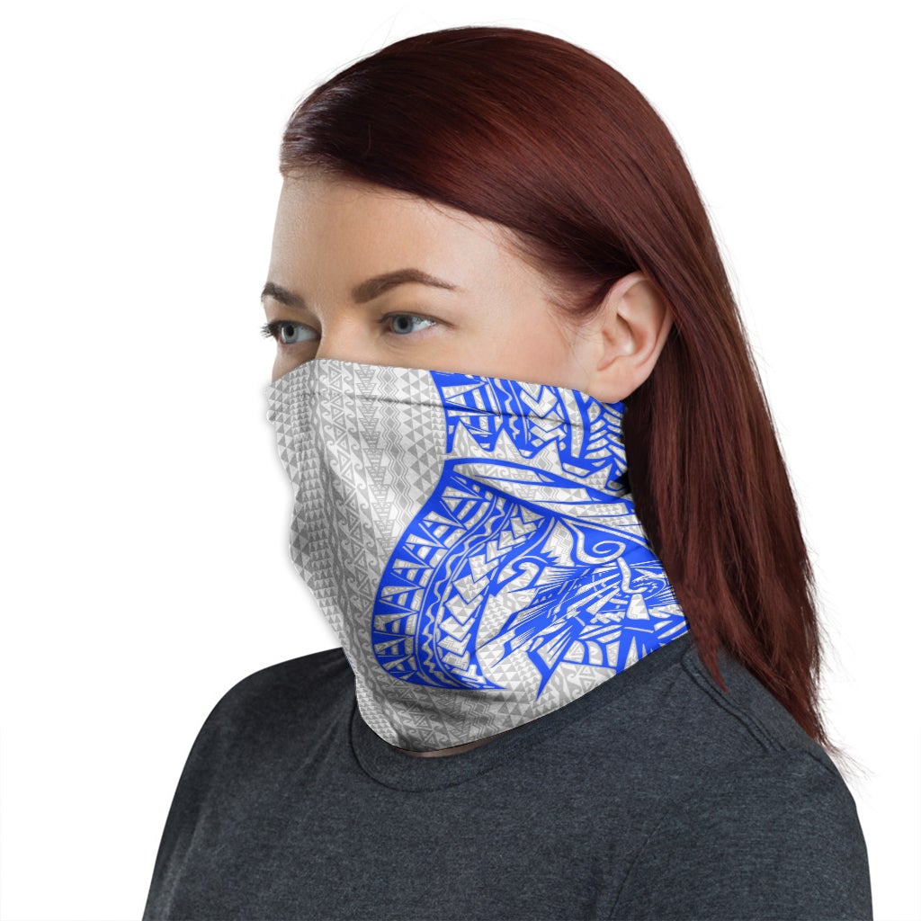 Polynesian Neck Gaiter - Polynesian Pattern Blue White
